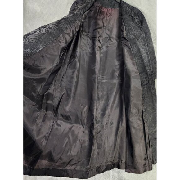 Womens Jacket Size 13-14 Black Van Swirl Pattern Long Sleeve Formal Evening Coat - Picture 3 of 11